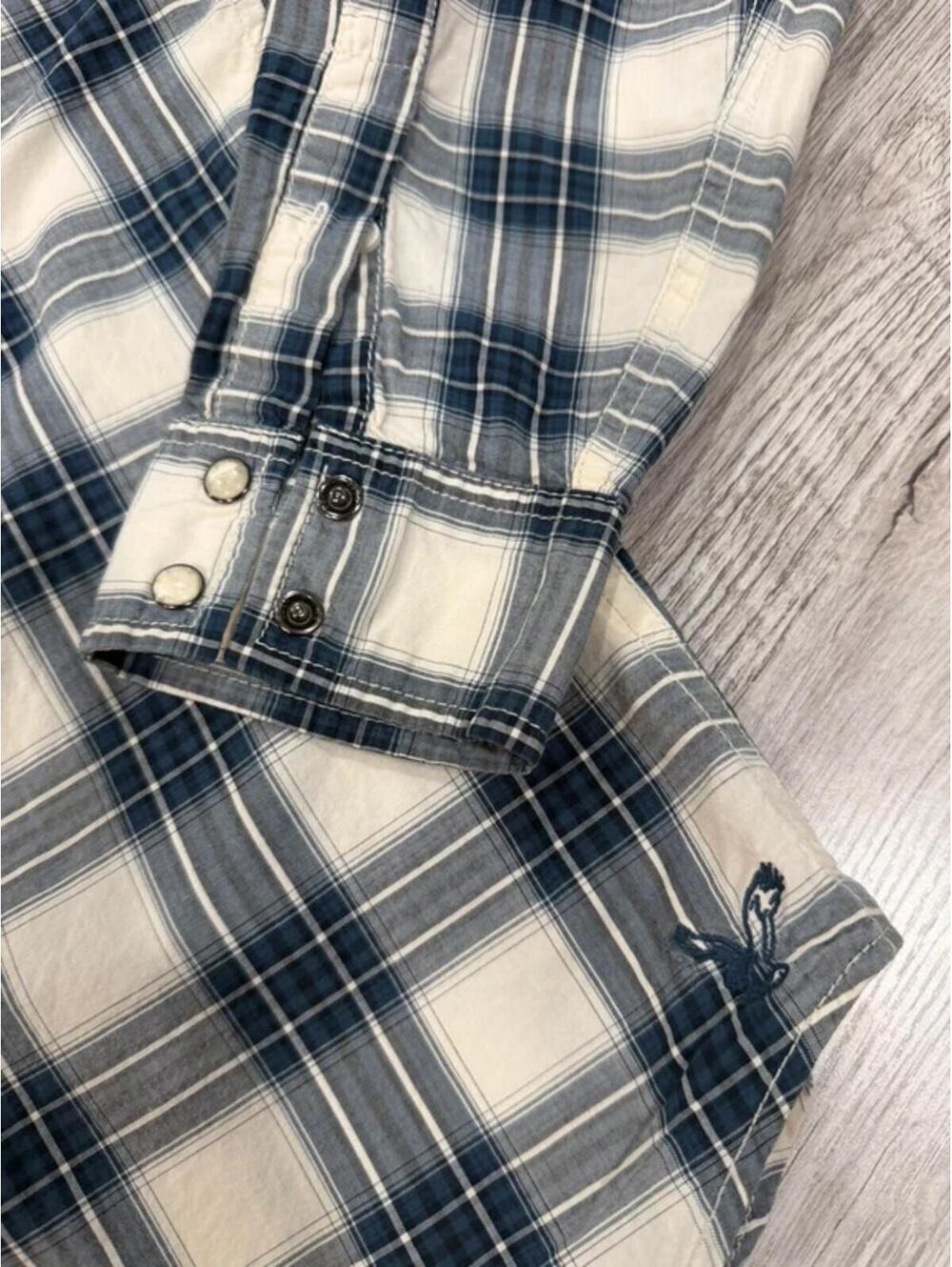 American Eagle Vintage Fit Plaid Pearl Snap Western Shirt Medium - Picture 2 of 9